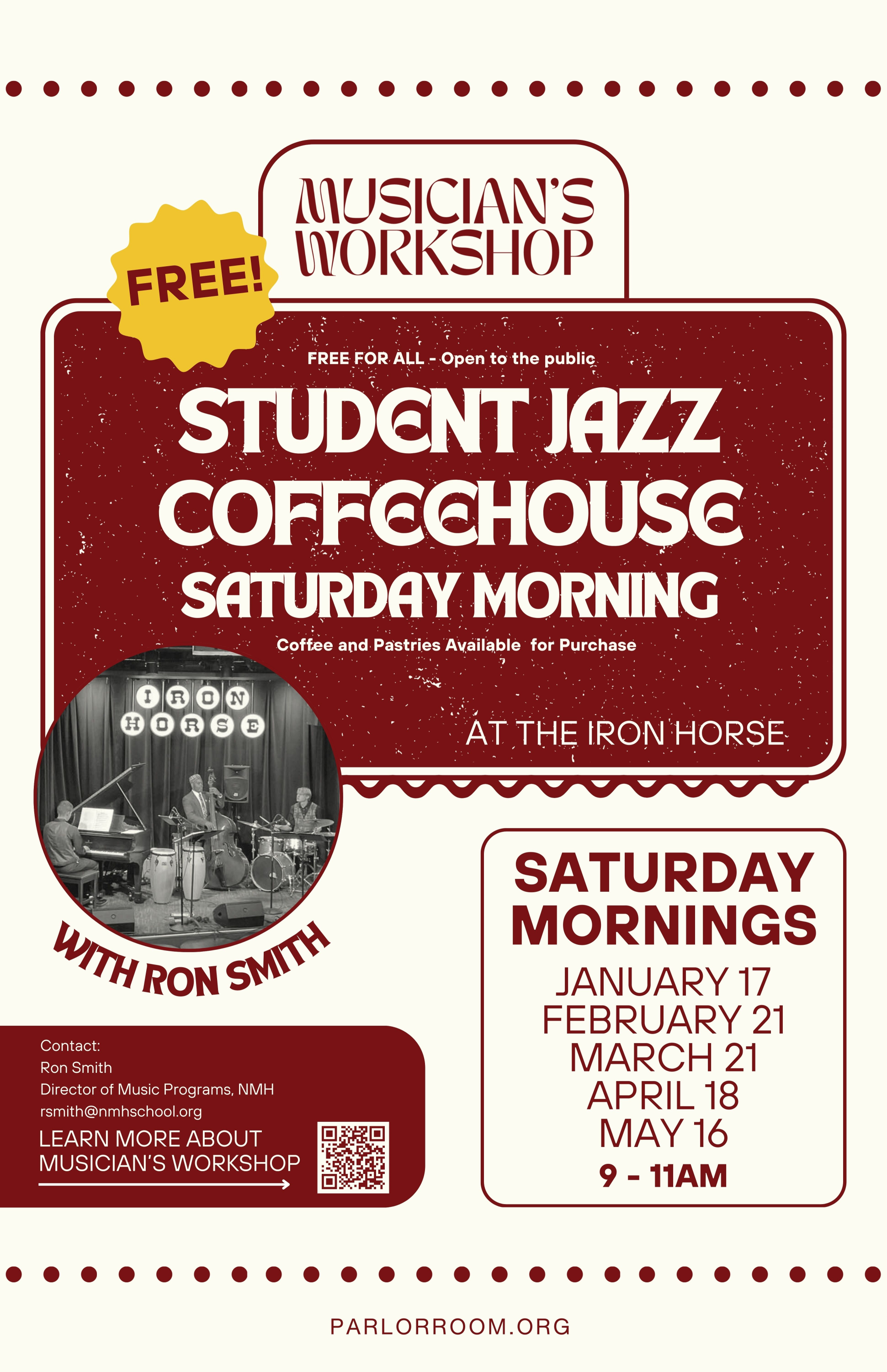 2026 Student Jazz Coffeehouse Saturday Morning Poster